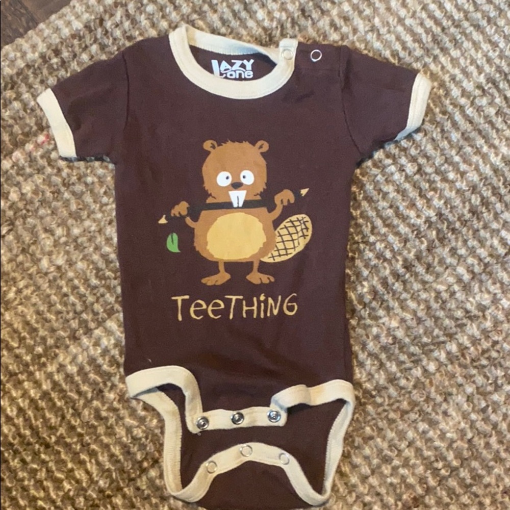 Lazy One Beaver Onesie Teething